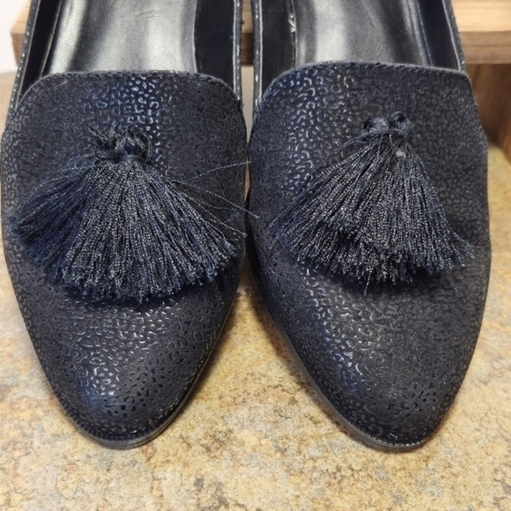 Nicole Miller Black‎ Flats with Tassels Size 7.5 Party New Years Holiday Dress